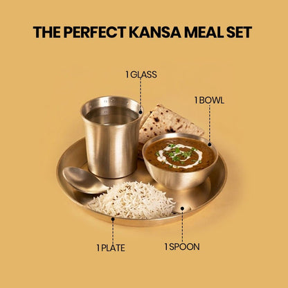 4 - Piece Pure Kansa Solid Dinner Set (8 inch Plate) - Mittified