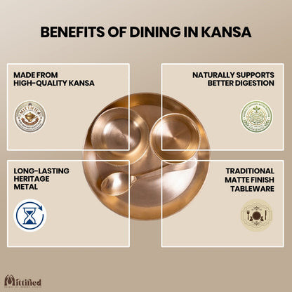 4 - Piece Pure Kansa Solid Dinner Set (8 inch Plate) - Mittified