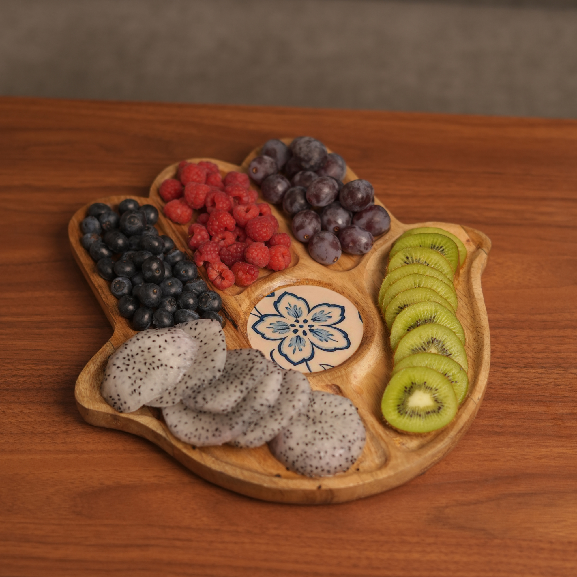 Wooden Hamsa Platter | Handcrafted Decorative Serving Platter
