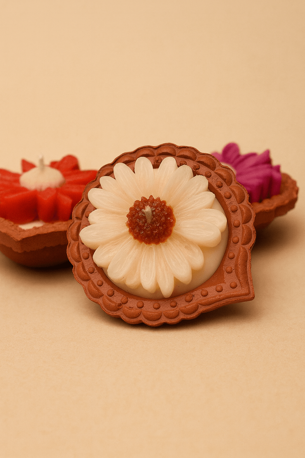 Clay Diya Flower Candles - Mittified