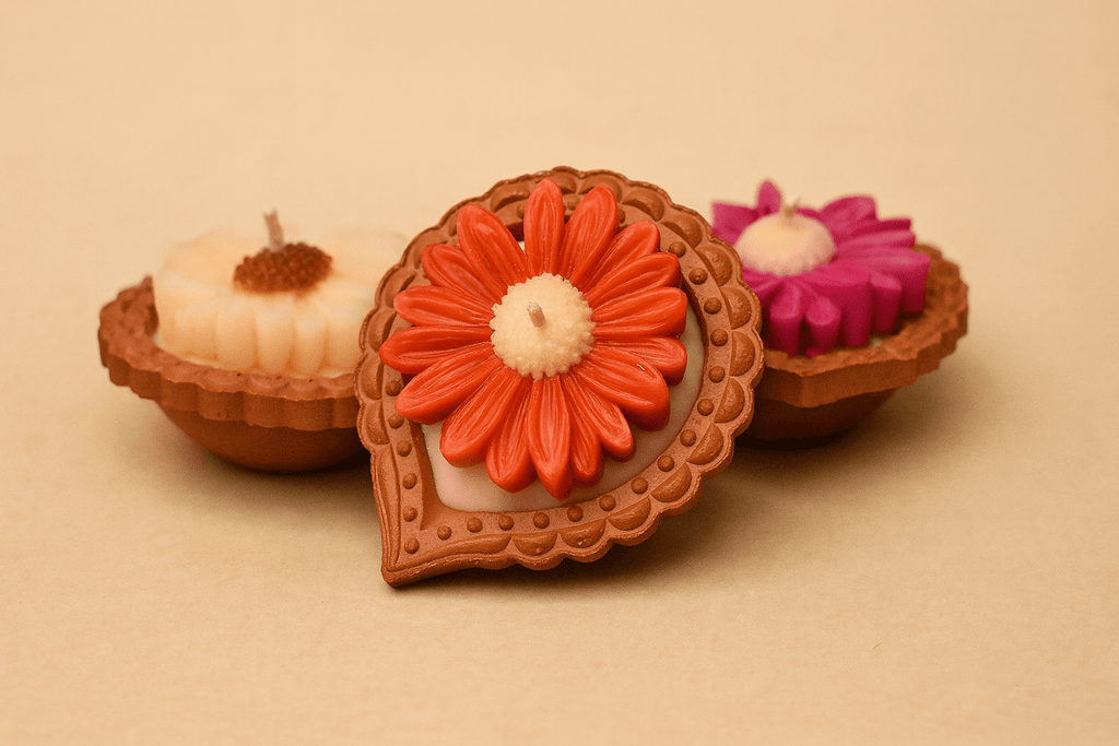 Clay Diya Flower Candles - Mittified