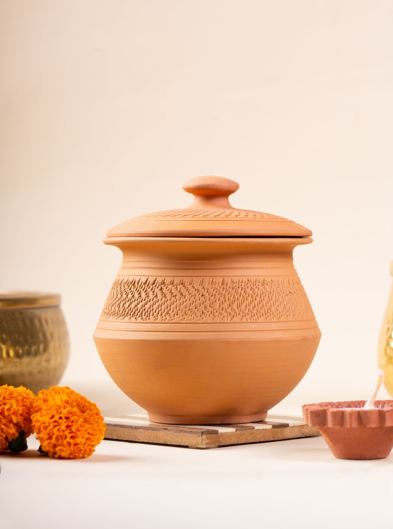 Terracotta Curd Setter 400ml Side View – Handcrafted Earthen Matka for Thick Dahi