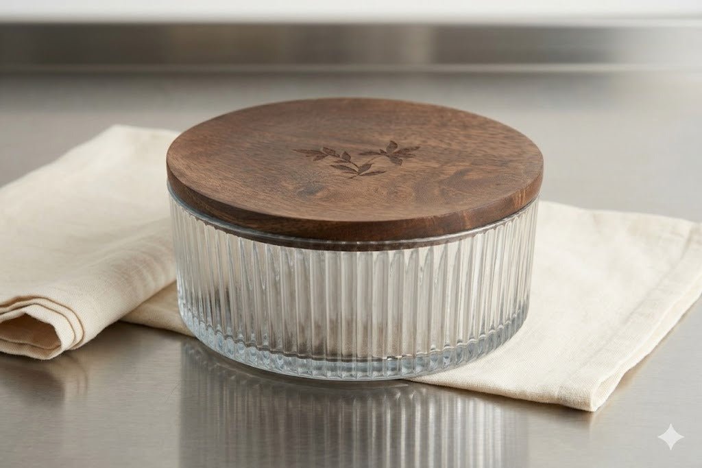 Glass Roti Box with Wooden Lid - Mittified