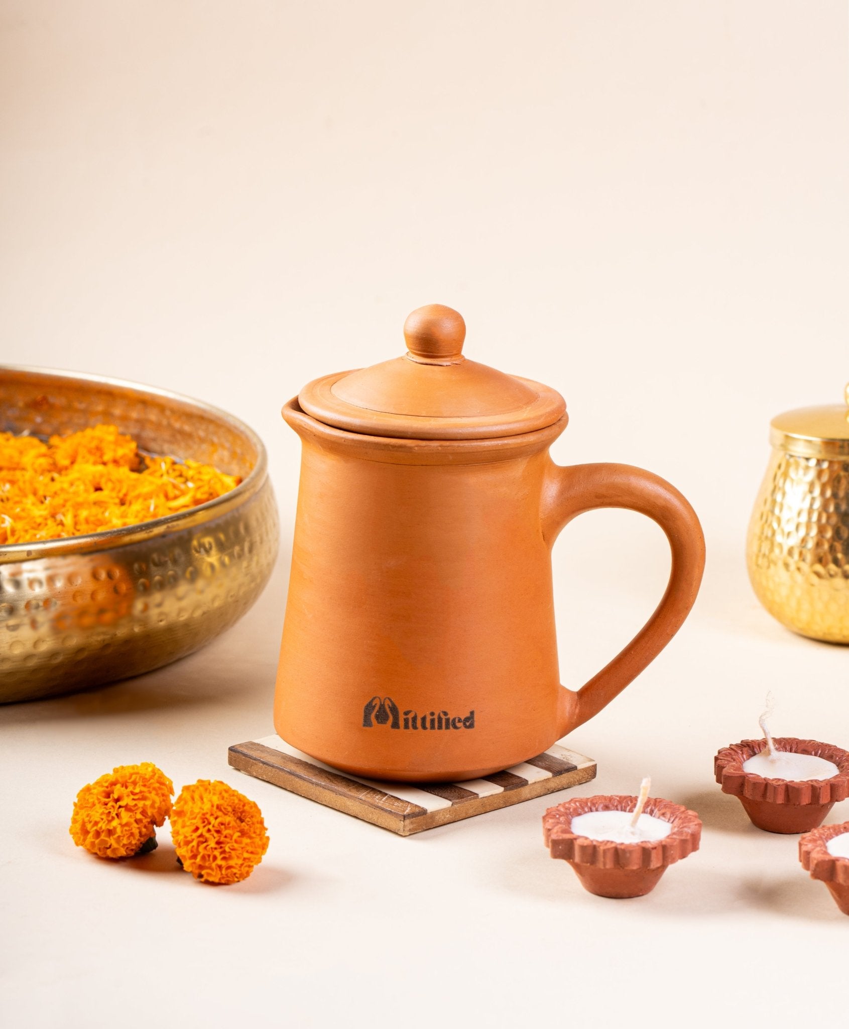 Clay Water Jug Side View – Terracotta Jhakaas Jug for Natural Cooling