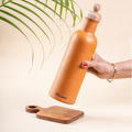 Mitti Marvel Premium Clay Water Bottle with Sheesham Wood Lid – Front View