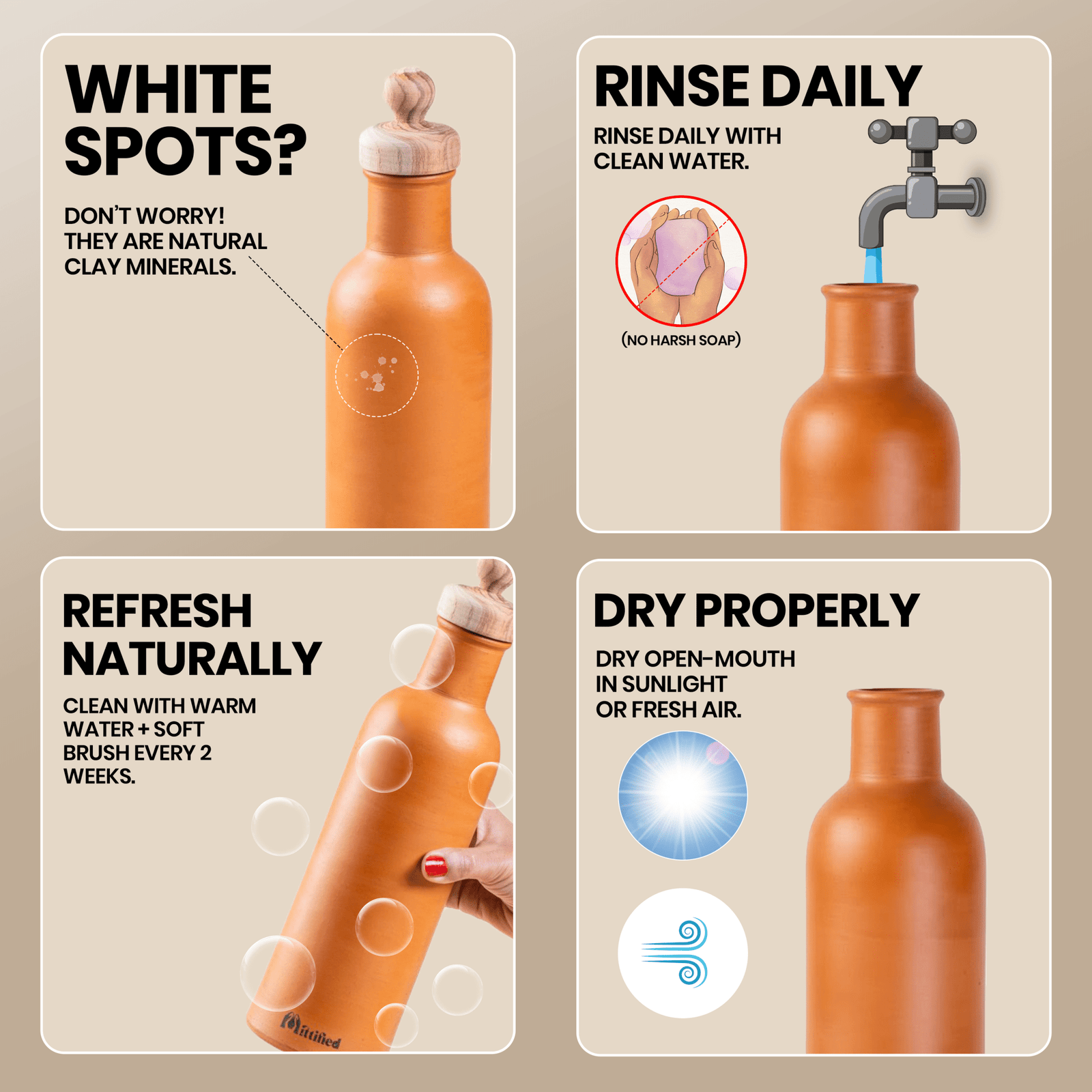 Mitti Marvel – Premium Shhesam Wood Lid (Clay water Bottle) - Mittified