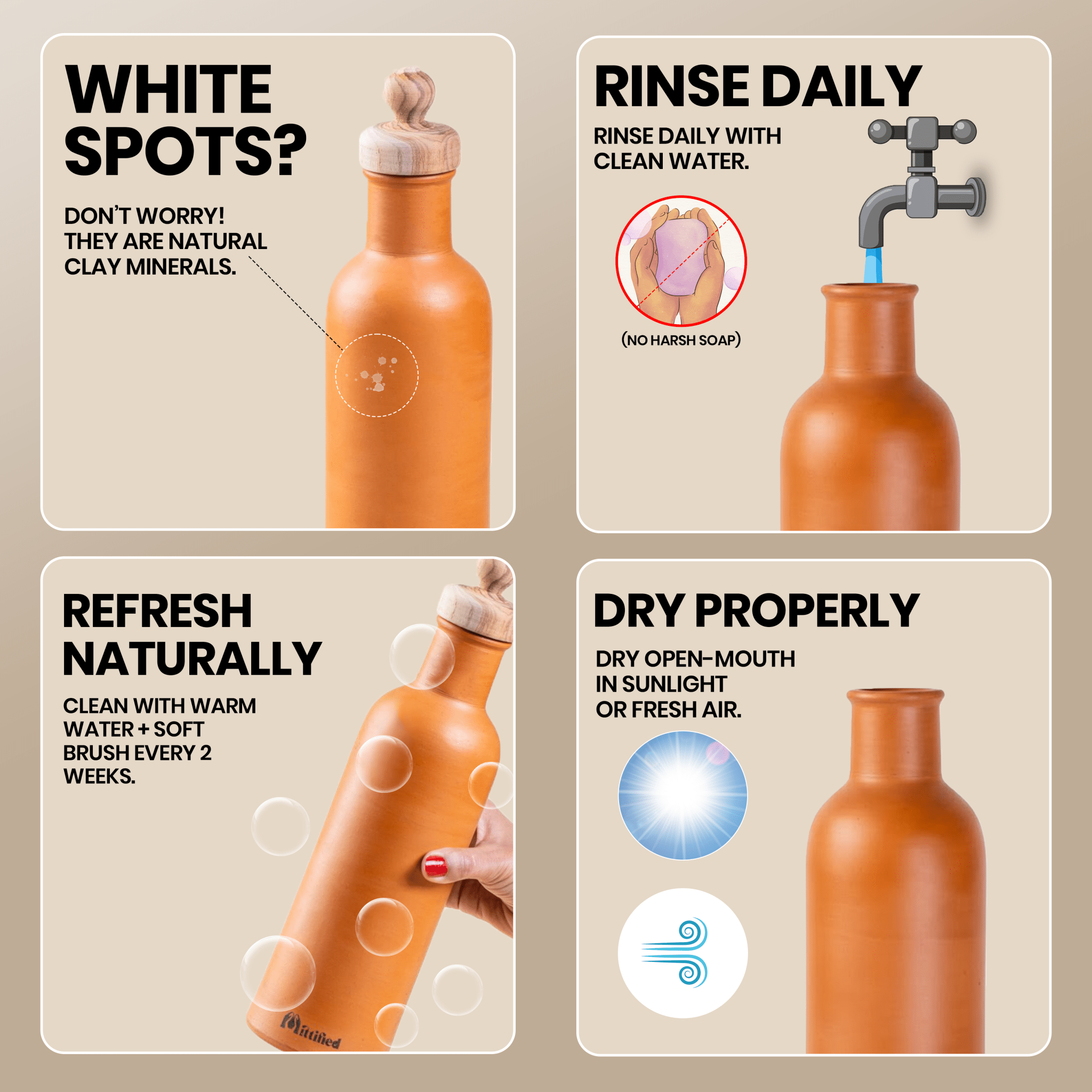 Mitti Marvel – Premium Shhesam Wood Lid (Clay water Bottle) - Mittified