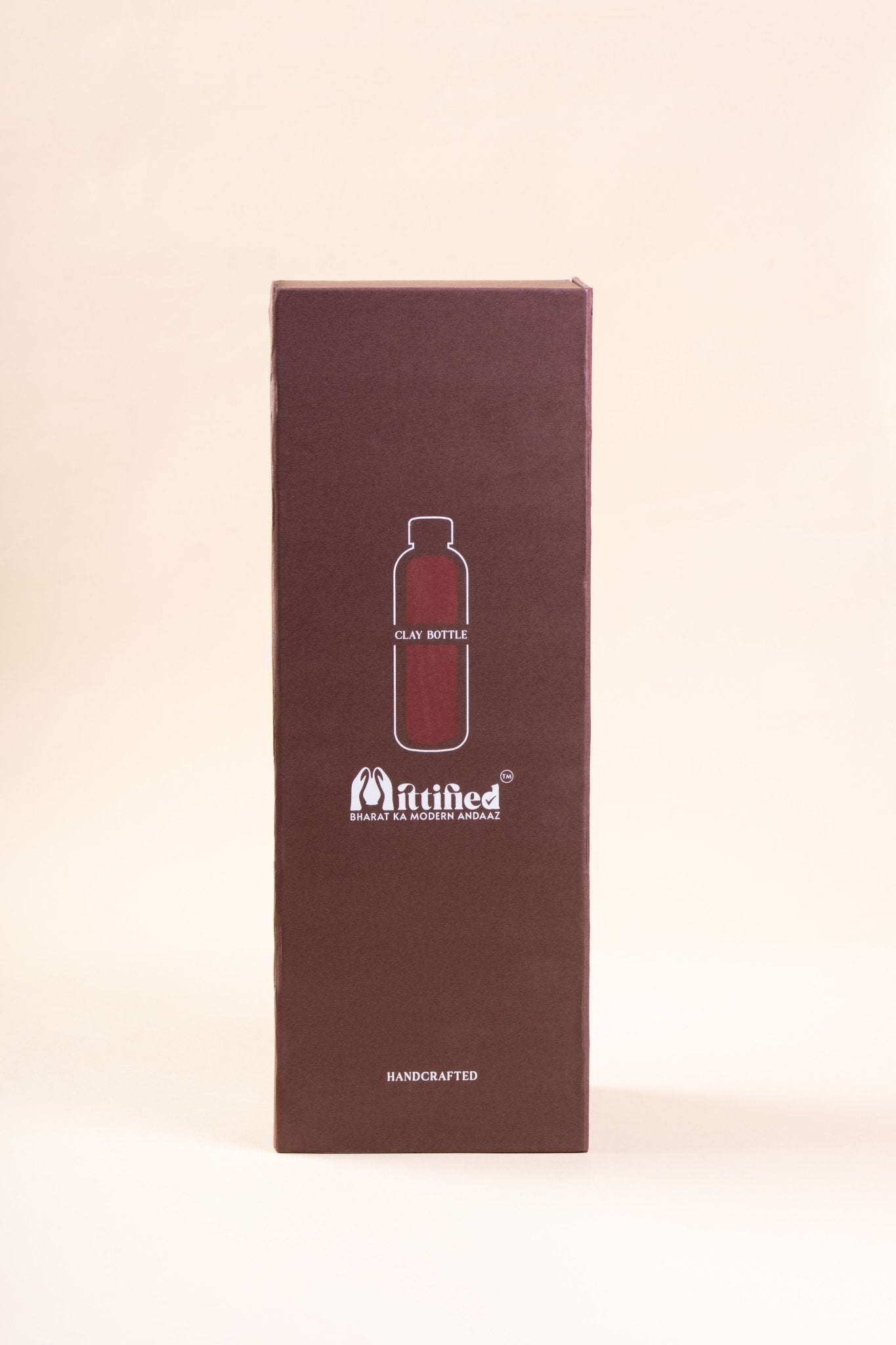 Clay Bottle with Rosewood Lid Close-Up – Premium Terracotta Water Bottle by Mittified