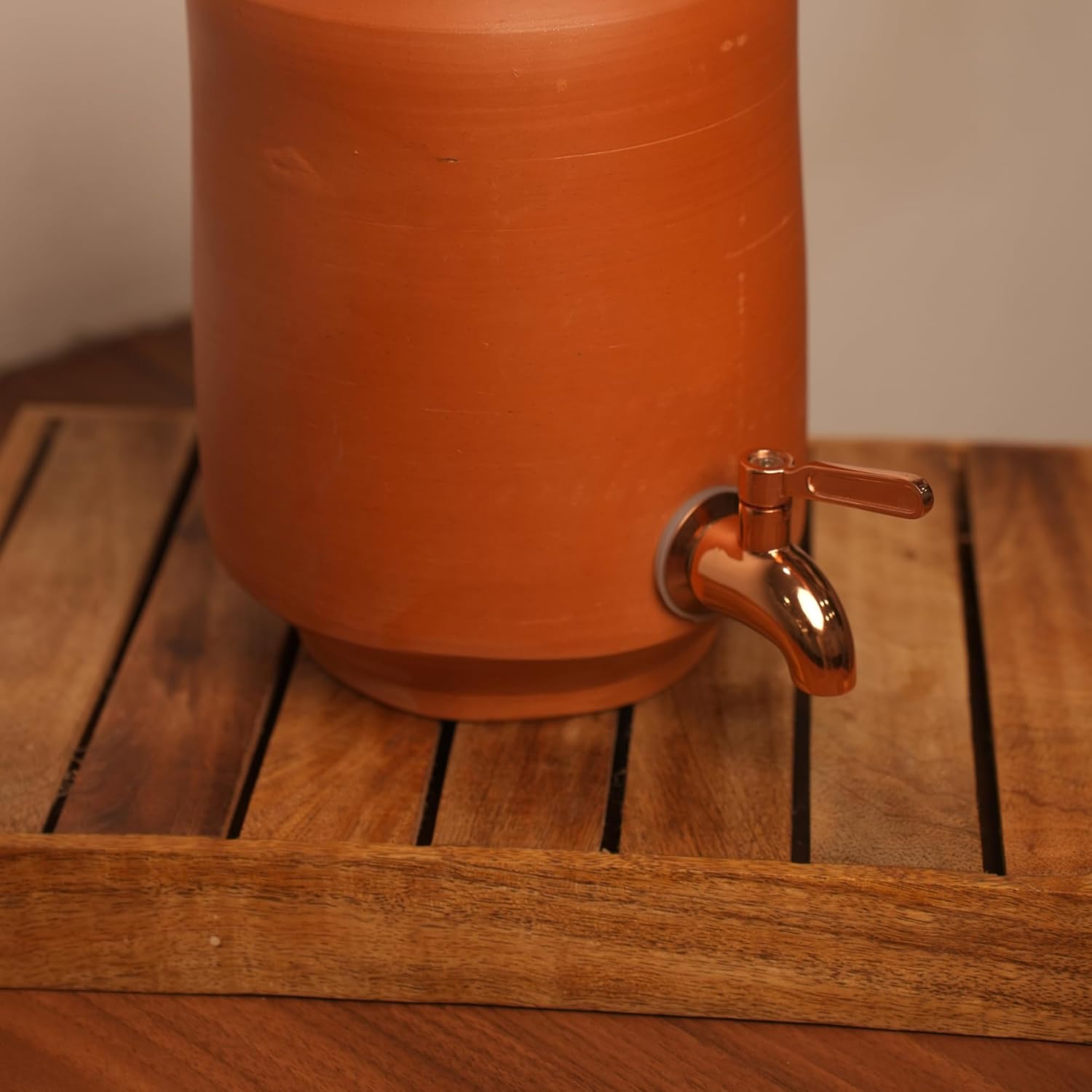Mittified Clay Water Dispenser with Copper Stainless Steel Tap & Lid – Terracotta Mitti Water Pot / Matka - Mittified
