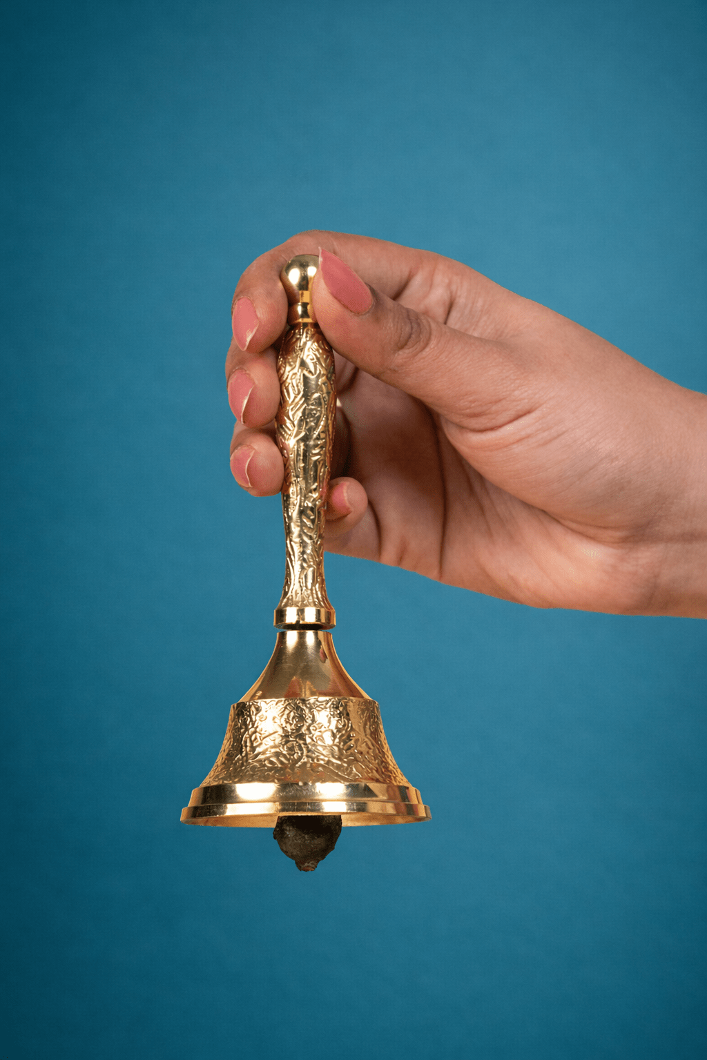 Brass Pooja Bell with Handle – Resonant Temple Bell for Home by Mittified