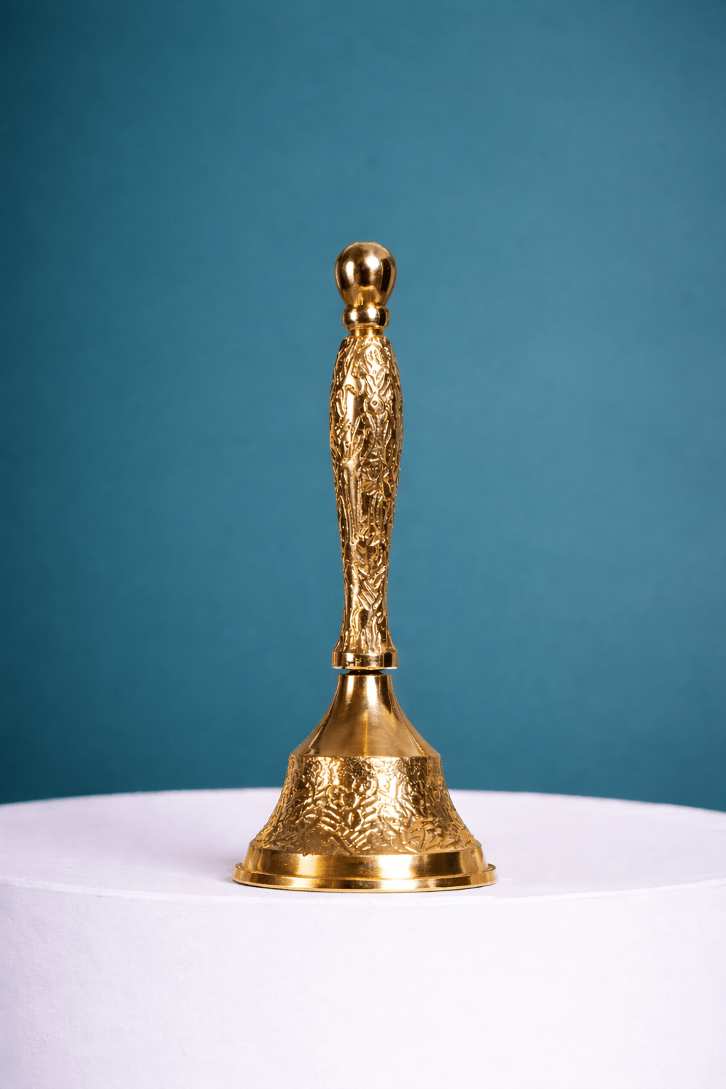 Brass Puja Bell Front View – Traditional Dhwani Ghanti for Daily Aarti and Puja