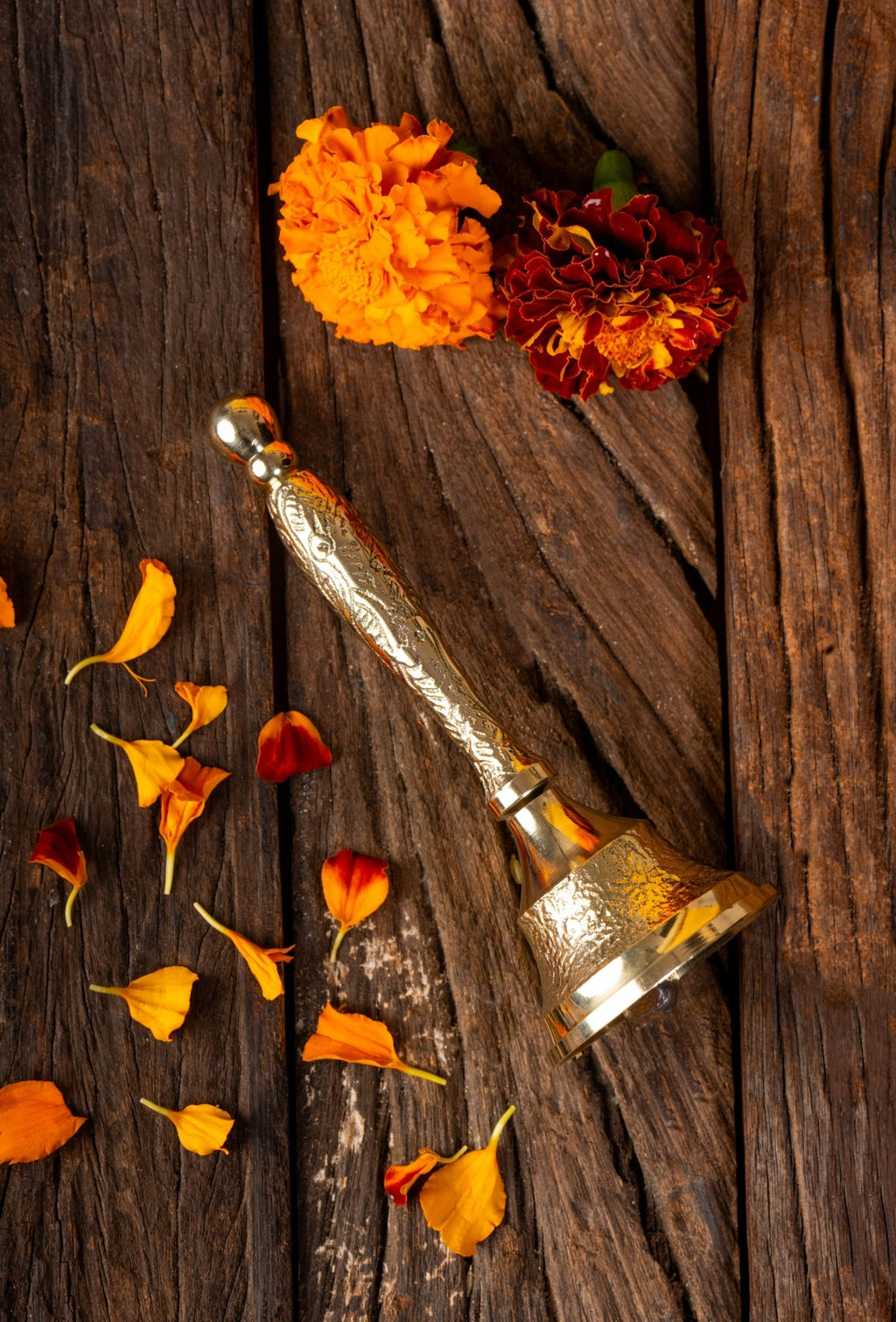 Dhwani Brass Puja Ghanti – Handcrafted Pure Brass Bell for Home Mandir