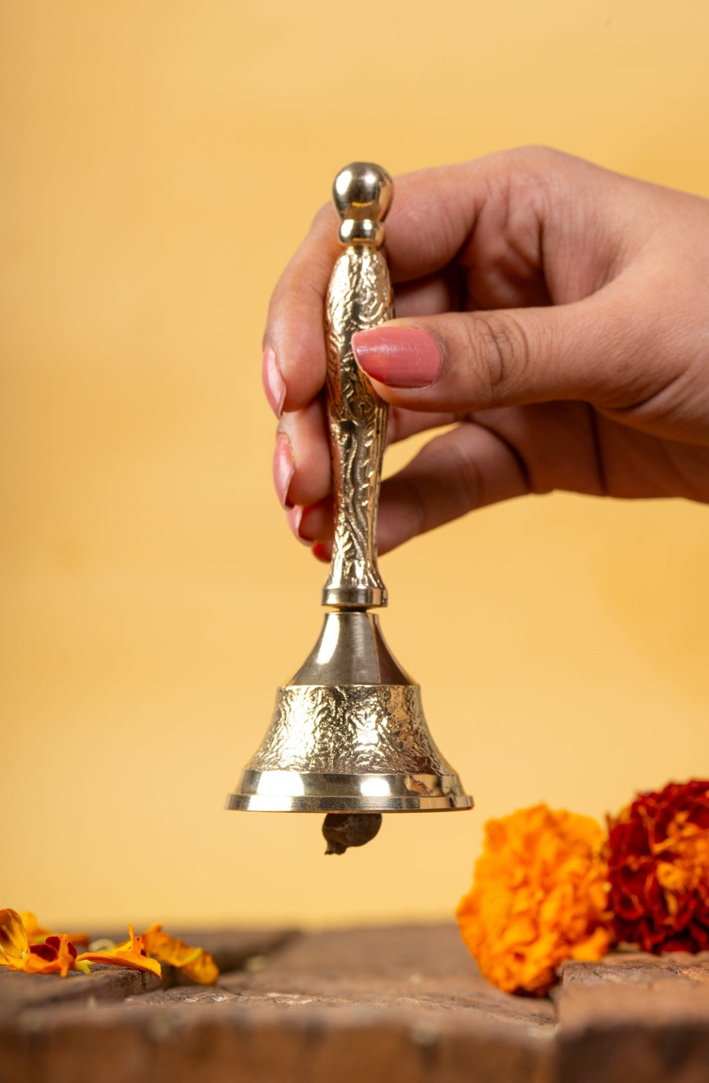 Mittified Dhwani Brass Bell Puja Ghanti for Mandir | Pooja Bells for Home Temple - Mittified
