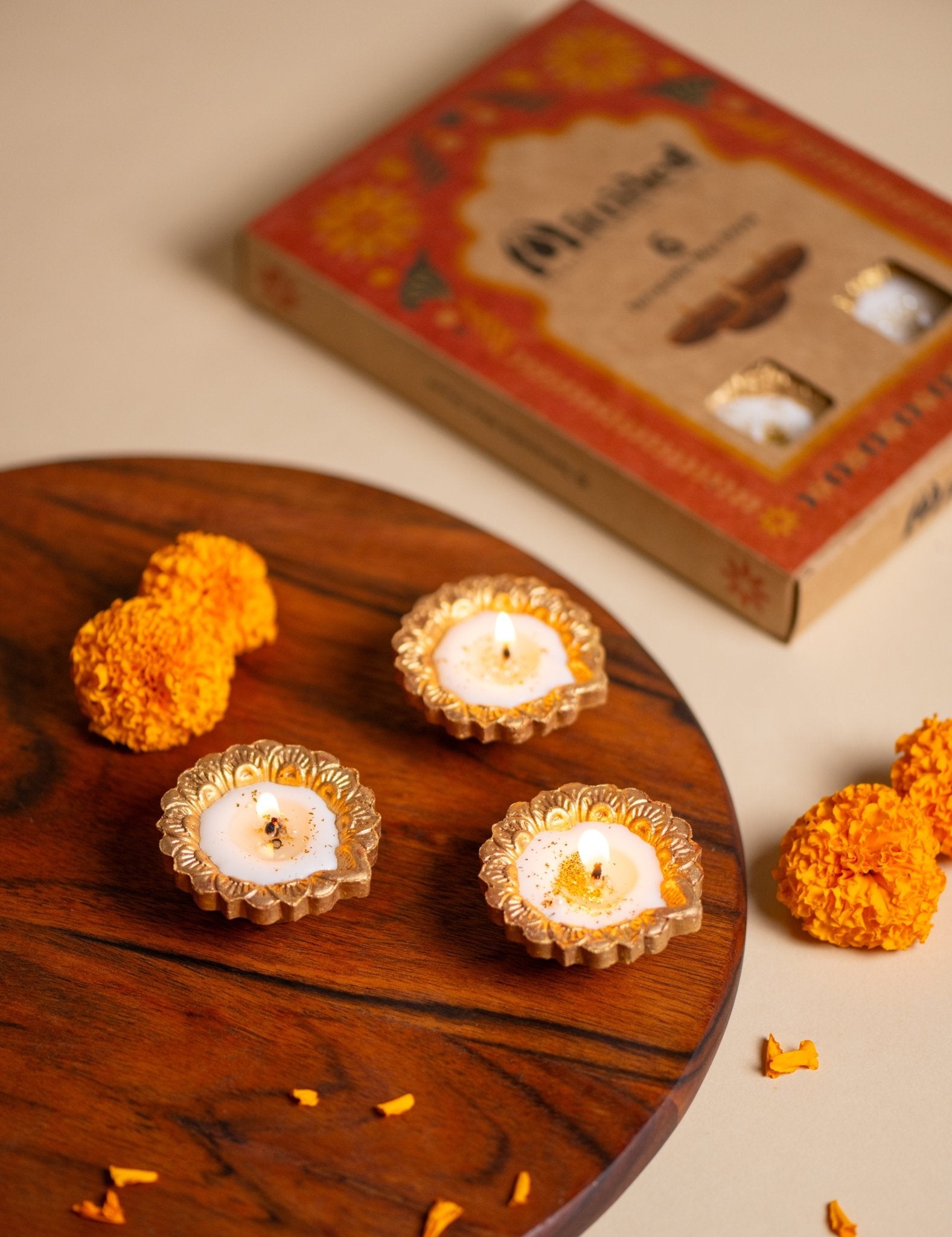 Golden Diya Candle – Handcrafted Clay Diya with Gold Finish for Diwali Decoration