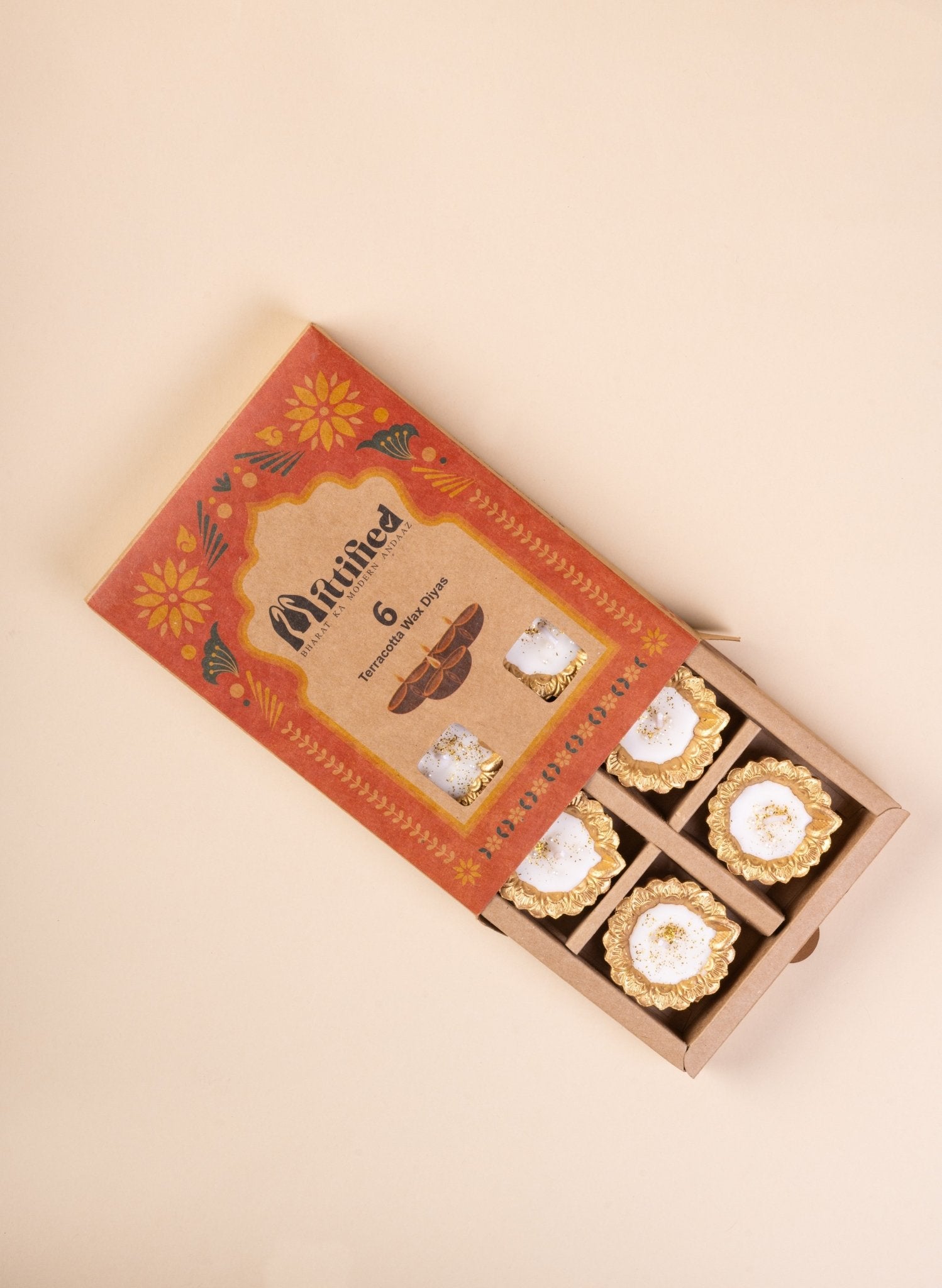 Mittified Golden Diya Candle - Mittified