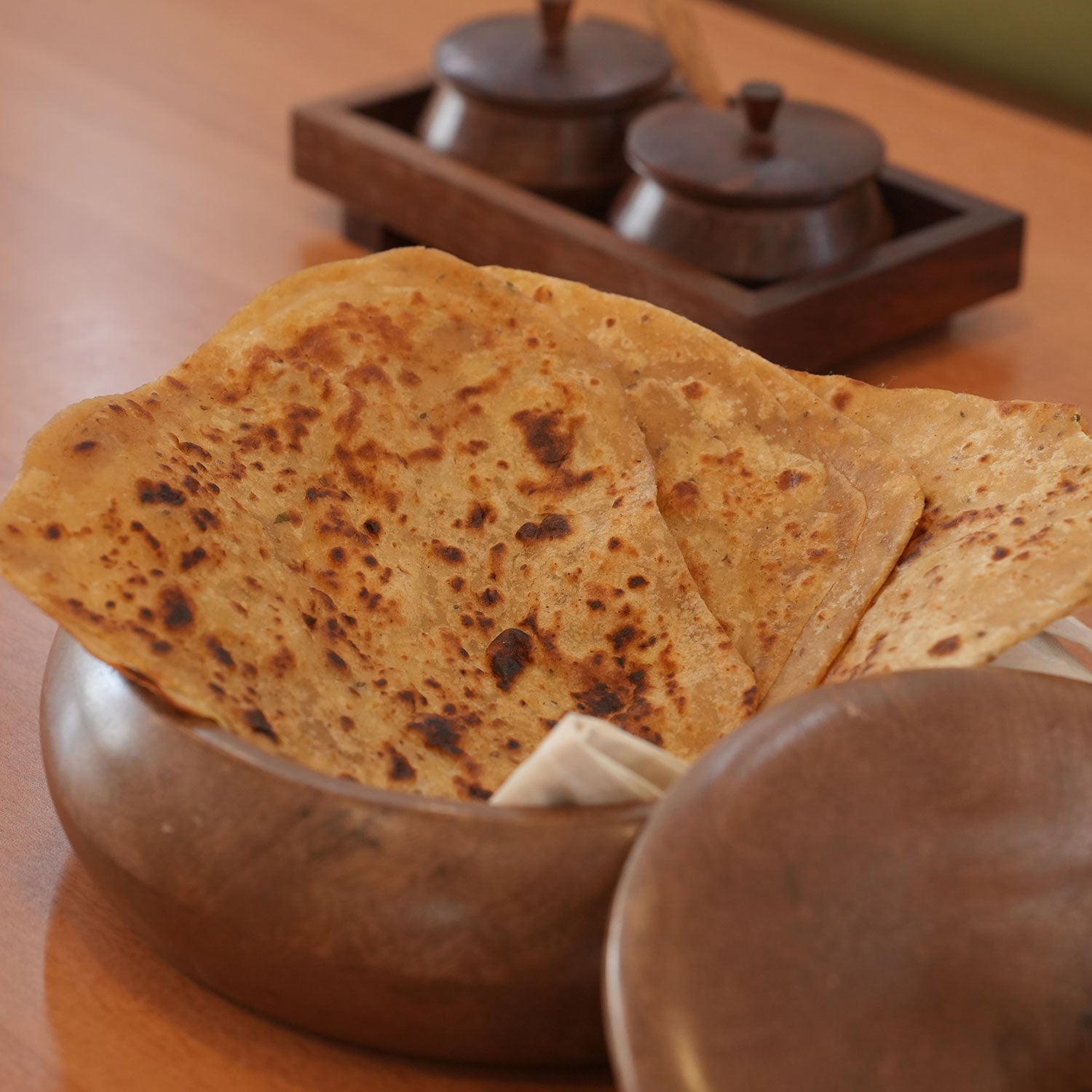 Mittified Handcrafted Acacia Wood Roti Box with Lid | Chapati Box | Wooden Roti Dabba | Keep Rotis Warm & Soft | Eco - Friendly Kitchen Storage - Mittified