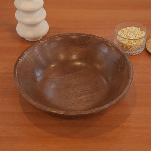Mittified Wooden Salad Bowl - Handcrafted Mango Wood Serving Bowl for Salads, Fruits & Snacks - Mittified