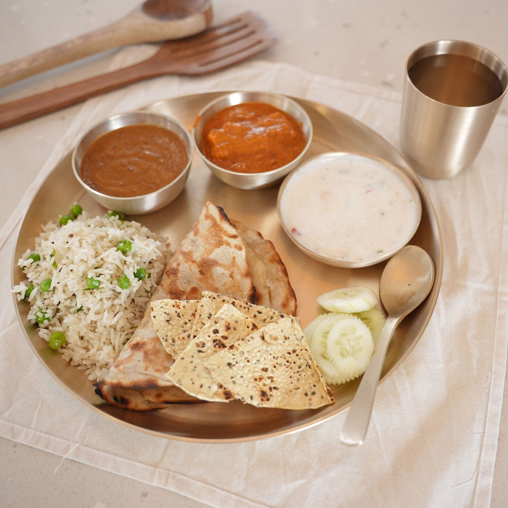 Premium Kansa Set Full Spread – Ayurvedic Bronze Thali Set for Family Dining