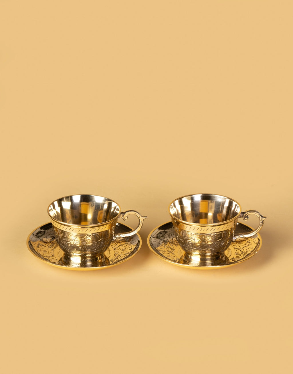 Swarnam Engraved Brass Tea Set of 2 - Mittified