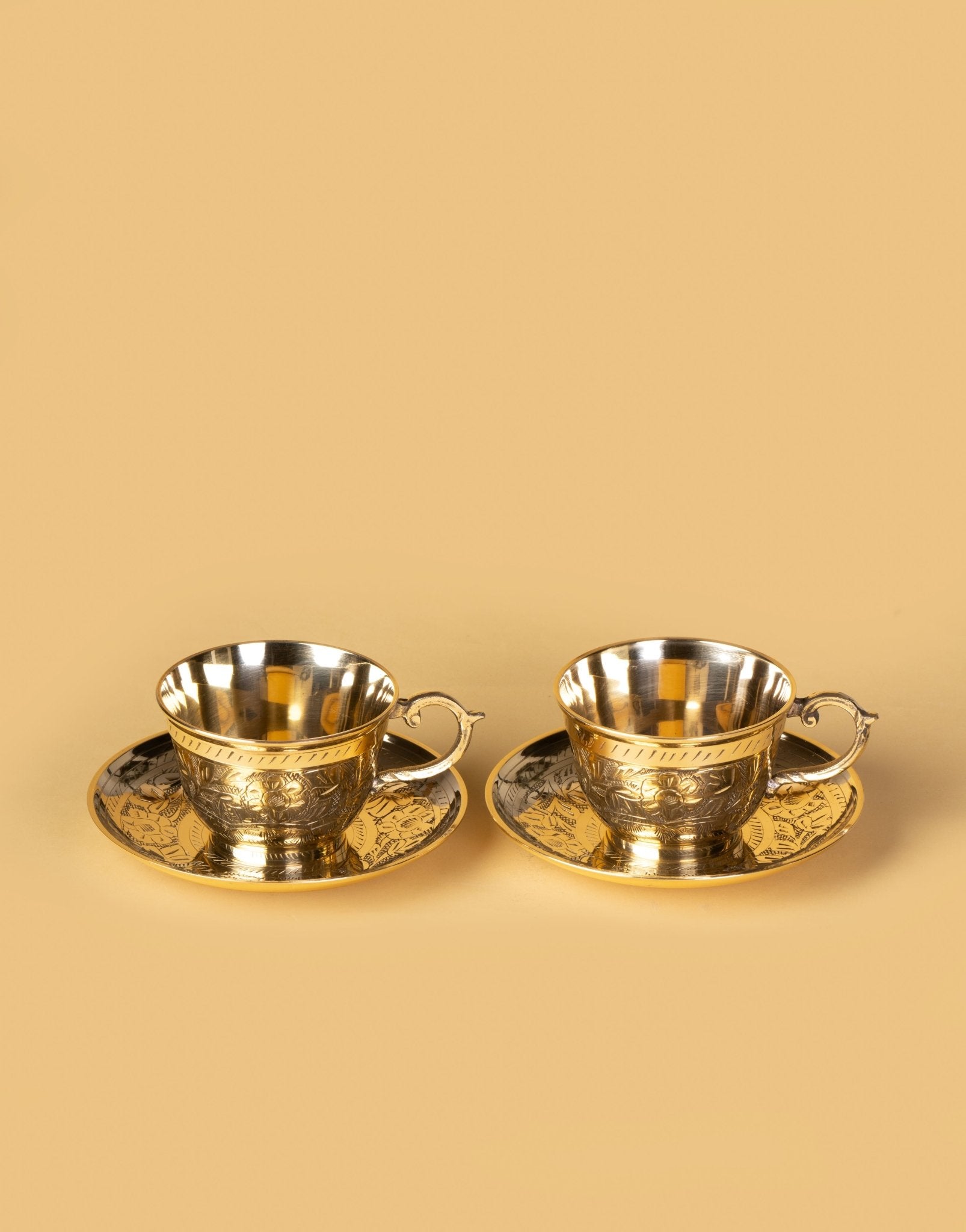 Swarnam Engraved Brass Tea Set of 2 - Mittified