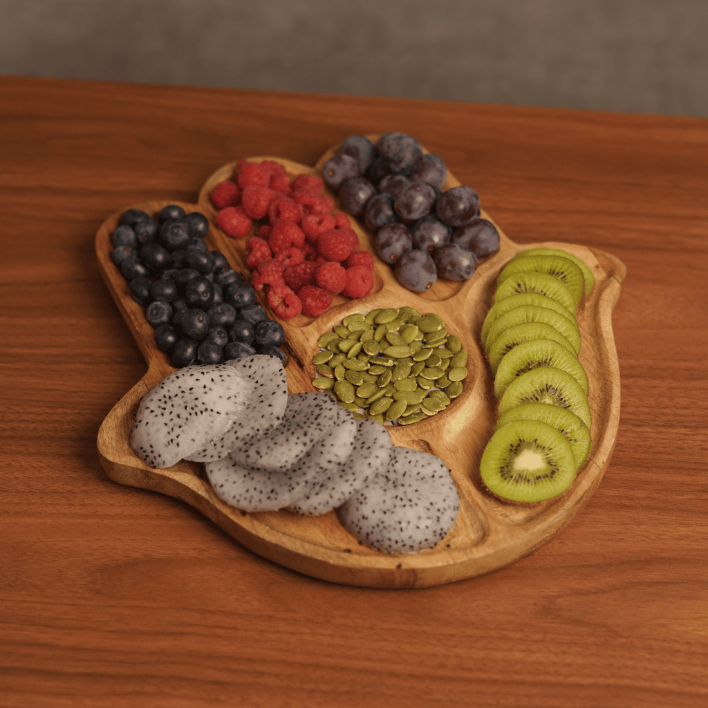 Wooden Hamsa Platter | Handcrafted Decorative Serving Platter - Mittified