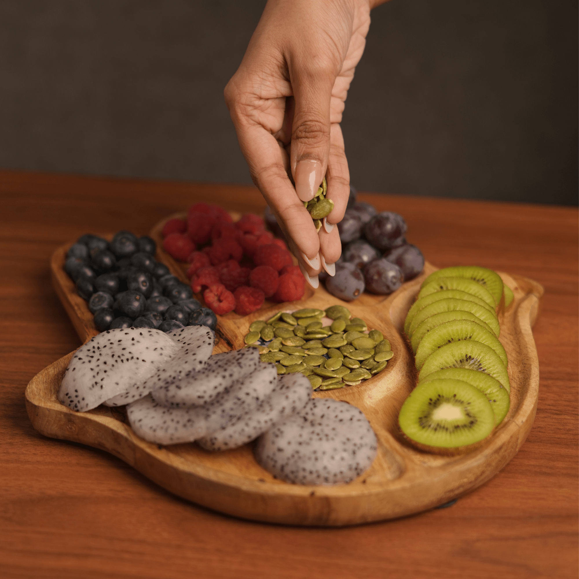 Wooden Hamsa Platter | Handcrafted Decorative Serving Platter - Mittified